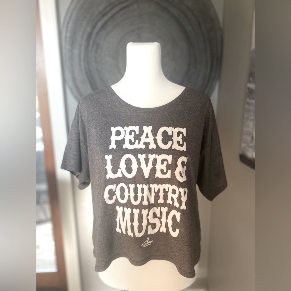 Ali Dee Peace Love and Country Music Cropped T-Shirt
